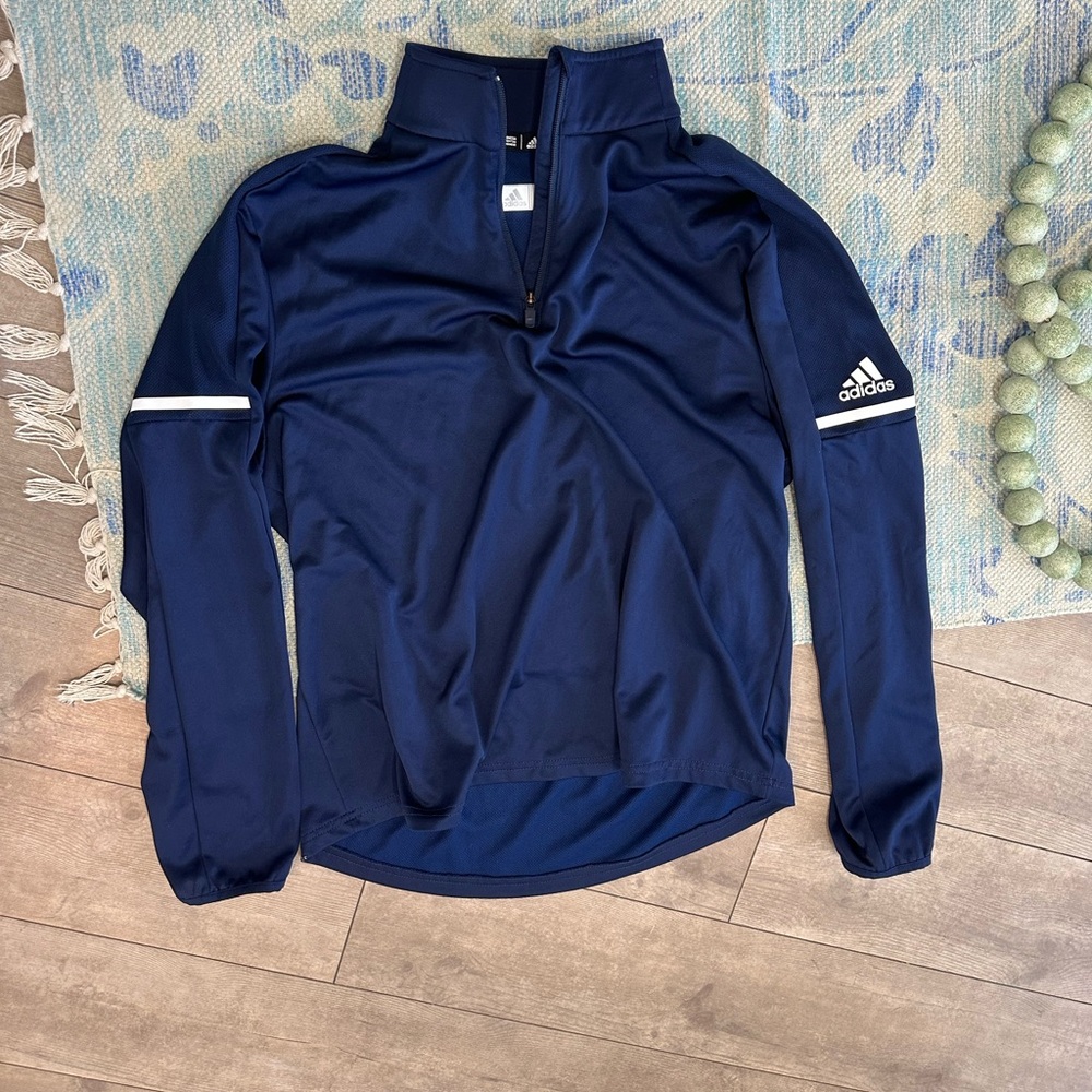 Y2k Adidas Blue Performance Pullover Quarter-Zip … - image 3